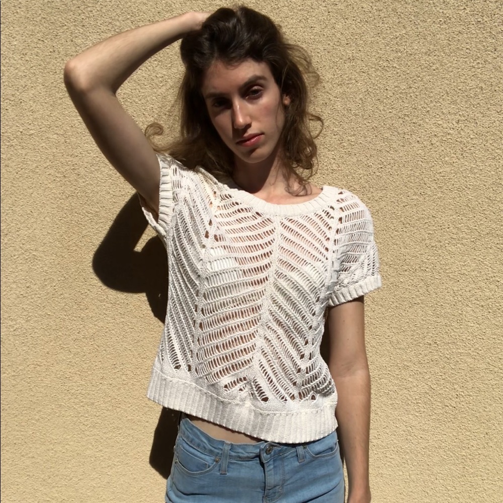 Lauren Conrad cream knitted top XS